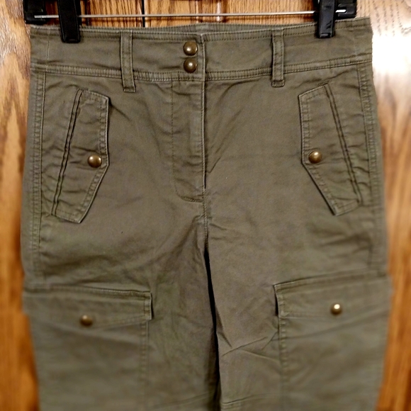 J.Crew Women's Size 4 Cropped Cargo Utility Pants‎ Olive Green Multi Pocketed - Picture 3 of 14